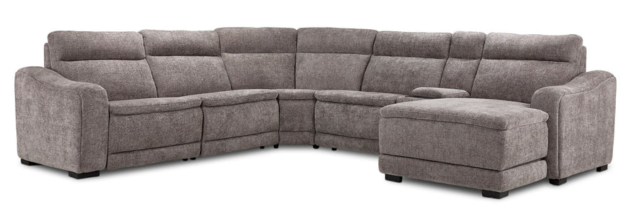 Madison 6-Piece Dual Power Reclining Sectional with Right-Facing Chaise - Brown