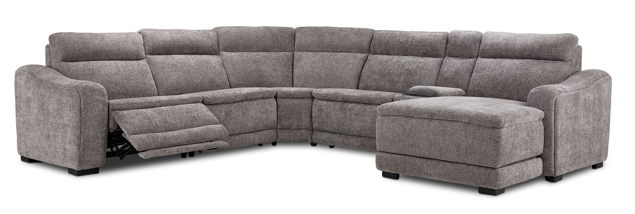 Madison 6-Piece Dual Power Reclining Sectional with Right-Facing Chaise - Brown