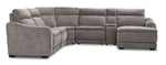 Madison 6-Piece Dual Power Reclining Sectional with Right-Facing Chaise - Brown