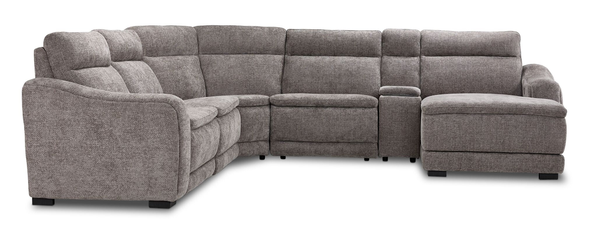 Madison 6-Piece Dual Power Reclining Sectional with Right-Facing Chaise - Brown