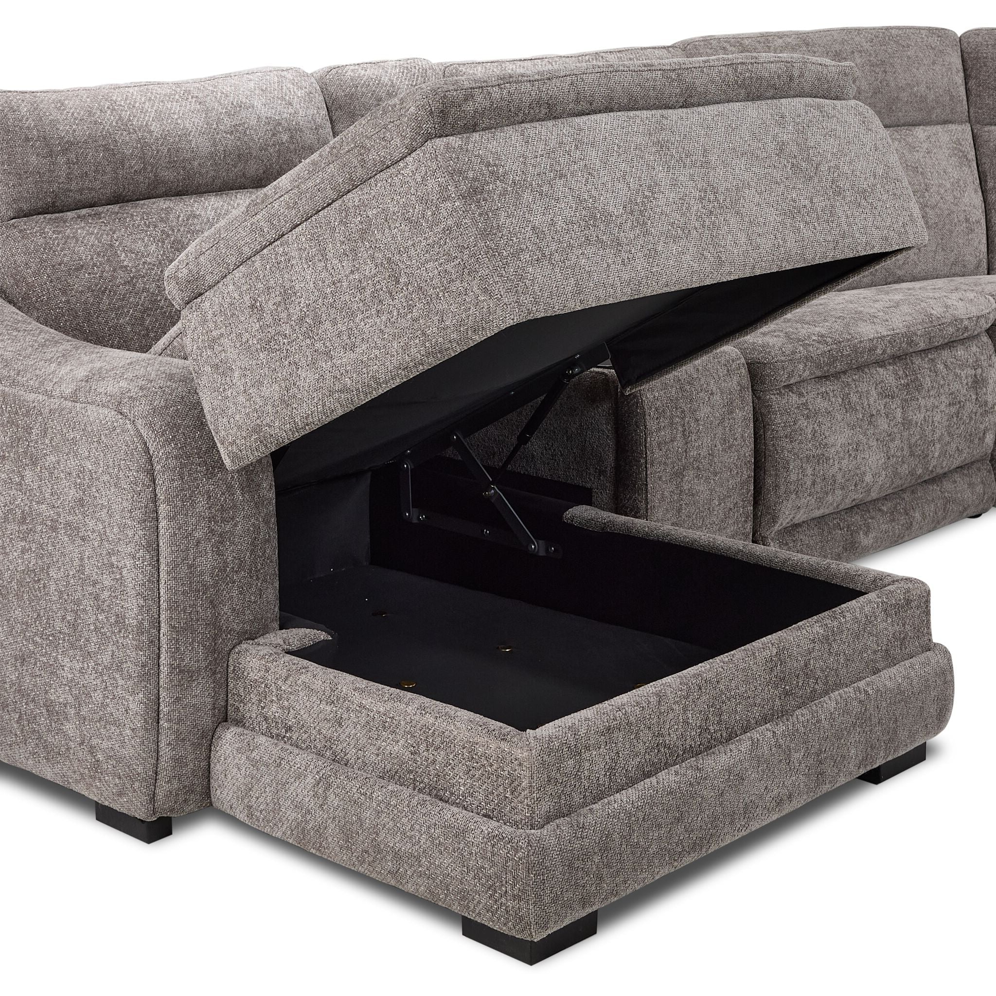 Madison 6-Piece Dual Power Reclining Sectional with Left-Facing Chaise - Brown