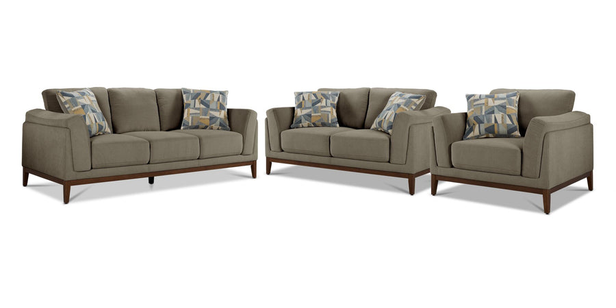 Madrid Sofa, Loveseat and Chair Set - Green