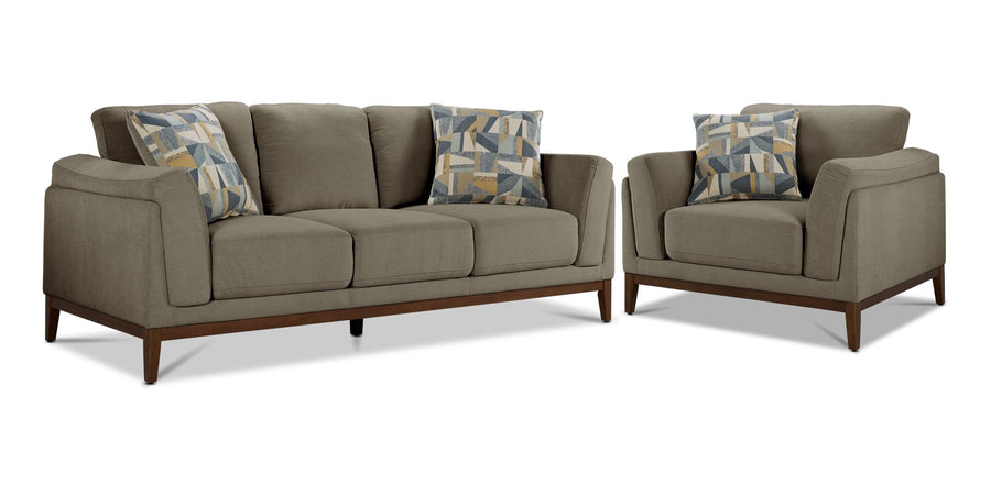 Madrid Sofa and Chair Set - Green