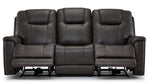 Matrix Triple Power Reclining Sofa with Multimedia System, Heat and Air Massage - Smoke