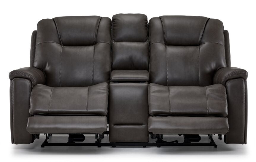 Matrix Triple Power Reclining Loveseat with Console - Smoke