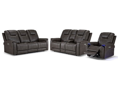 Matrix Ens. Sofa, causeuse et fauteuil inclinables électriques à triple inclinaison - fumée
