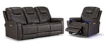 Matrix Triple Power Reclining Sofa and Chair Set - Smoke
