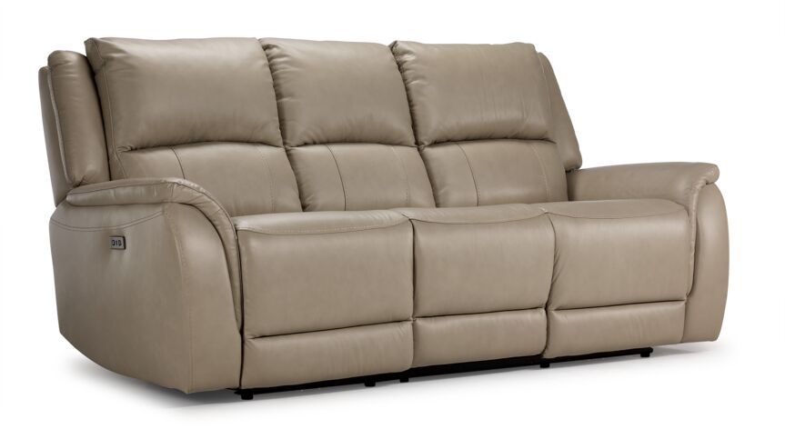 Maxton Leather Power Reclining Sofa and Loveseat Set - Taupe