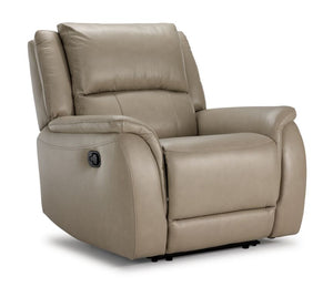 Maxton Fauteuil inclinable manuel en cuir – taupe