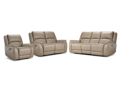 Maxton Ens. Sofa, causeuse et fauteuil inclinables électriques – taupe