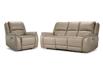 Maxton Ens. Sofa et fauteuil inclinables électriques – taupe