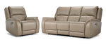 Maxton Leather Power Reclining Sofa and Chair Set - Taupe