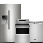 Maytag Fingerprint Resistant Kitchen Package with Counter-Depth Refrigerator, Electric Range and Built-In Dishwasher