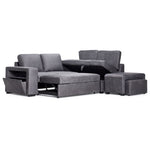 Meadow 3-Piece Sectional with Left-Facing Pop-Up Bed - Grey
