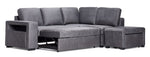 Meadow 3-Piece Sectional with Left-Facing Pop-Up Bed - Grey
