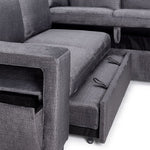 Meadow 3-Piece Sectional with Left-Facing Pop-Up Bed - Grey