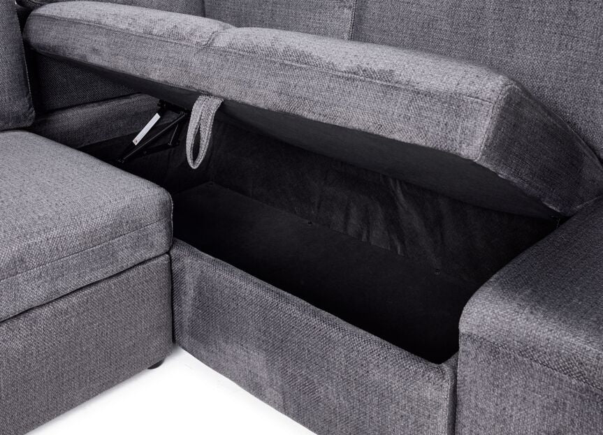 Meadow 3-Piece Sectional with Left-Facing Pop-Up Bed - Grey