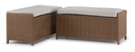 Melville Outdoor Coffee Table with 2 Ottomans - Brown, Beige