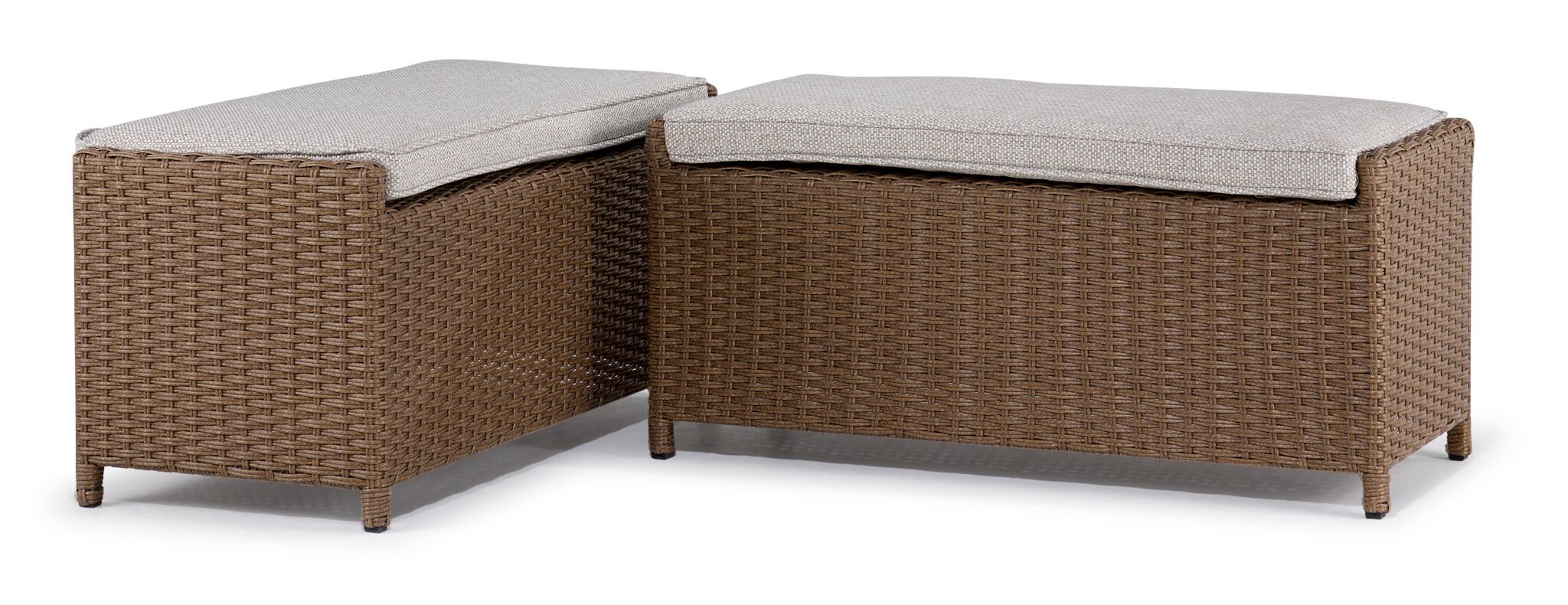 Melville Outdoor Coffee Table with 2 Ottomans - Brown, Beige