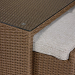 Melville Outdoor Coffee Table with 2 Ottomans - Brown, Beige