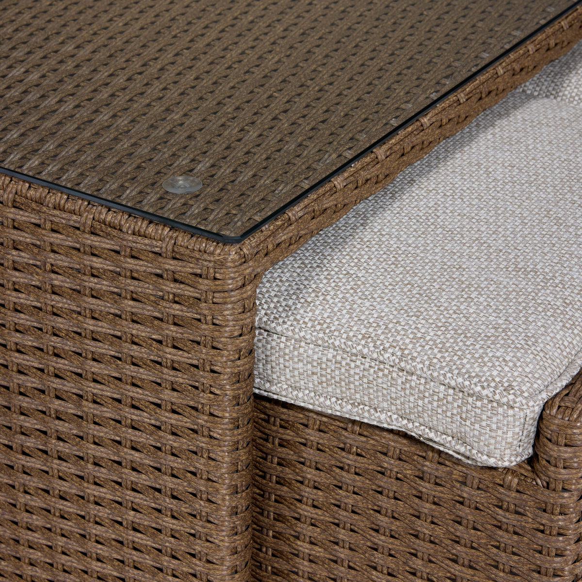 Melville Outdoor Coffee Table with 2 Ottomans - Brown, Beige