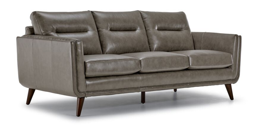 Miguel Leather Sofa, Loveseat and Chair Set - Stone