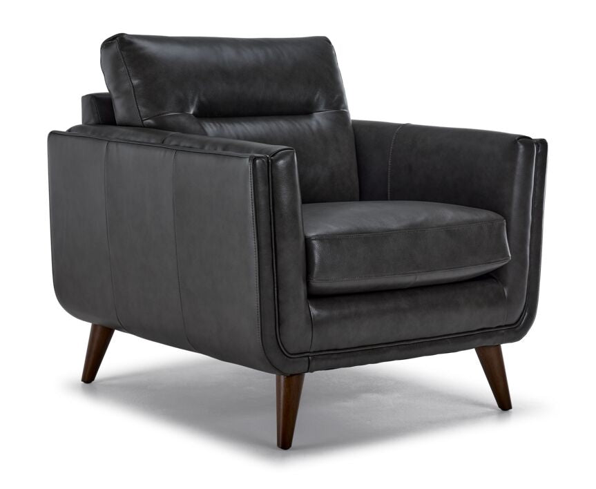 Miguel Leather Sofa and Chair Set - Charcoal