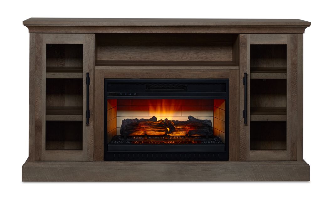 Millbrook Fireplace TV Stand - Prairie Oak
