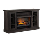 Millbrook 59.75" Fireplace TV Stand in Fawn Aged Oak with electric fireplace, glass cabinet doors and open media shelf