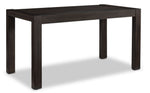 Modern Edge dark grey desk with reeded moulding, raised block base and satin wash bar pull hardware