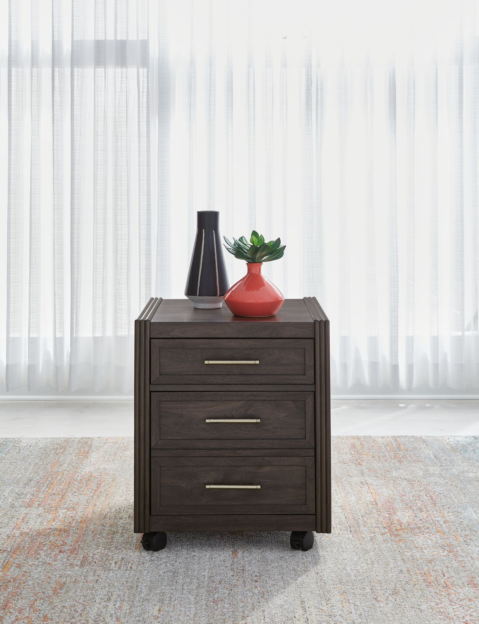 Modern Edge Filing Cabinet - Dark Grey