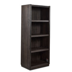 Modern Edge dark grey bookcase with open adjustable shelves and wide picture frame moulding