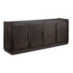 Modern Edge 77-inch dark grey TV console with adjustable shelves and wide picture frame moulding