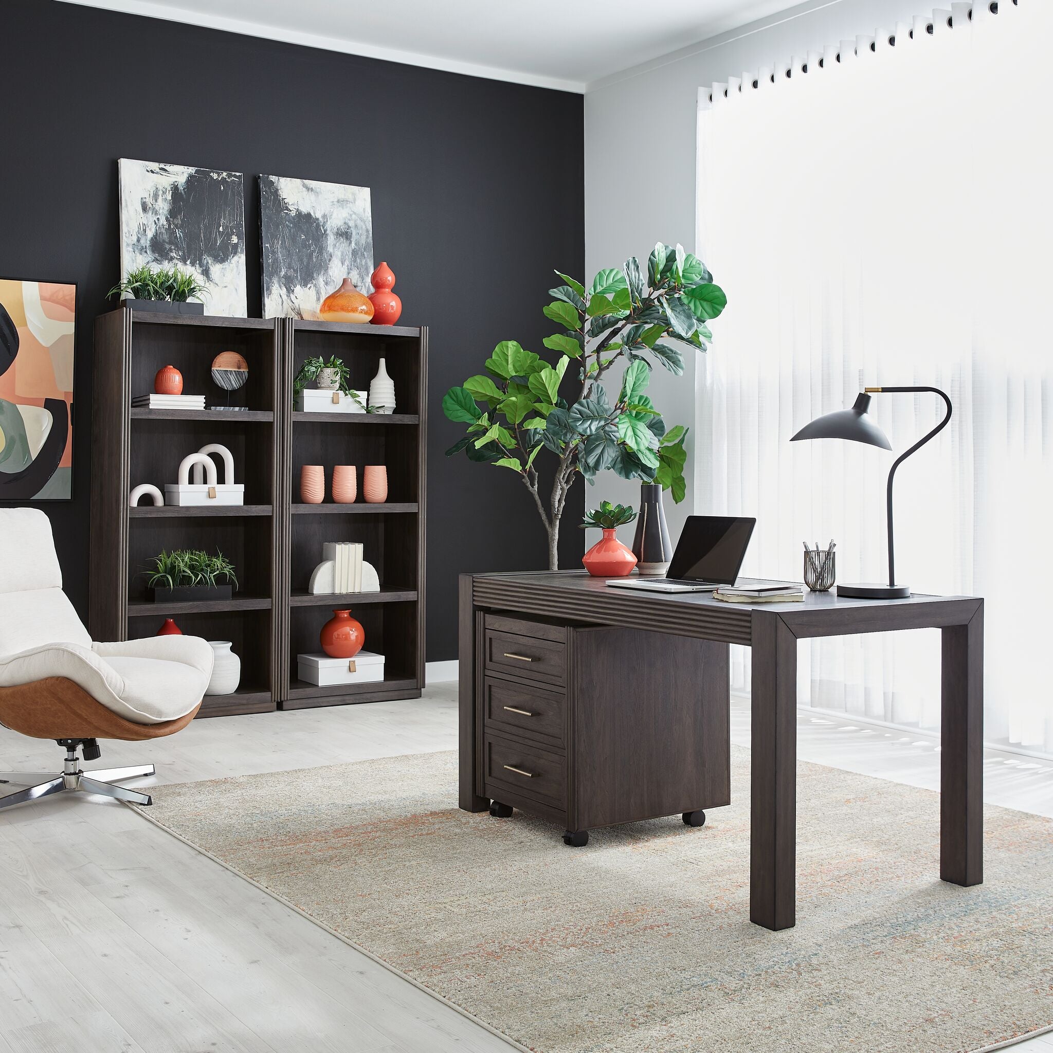 Modern Edge Filing Cabinet - Dark Grey
