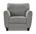 Moncton light grey chair with plush seat cushion, clean contemporary shape and front view