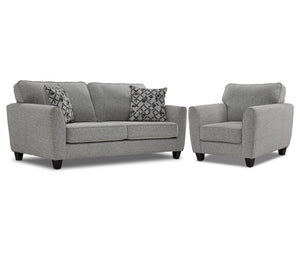 Moncton Ens. Sofa et fauteuil – gris pâle