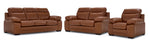 Morrison II Leather Sofa, Loveseat and Chair Set - Cognac