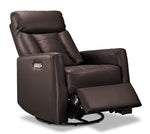 Mustang Swivel Glider Power Recliner - Dark Brown
