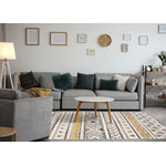 Golden Peaks 5'3" x 7'7" Tribal Area Rug - Grey, Yellow
