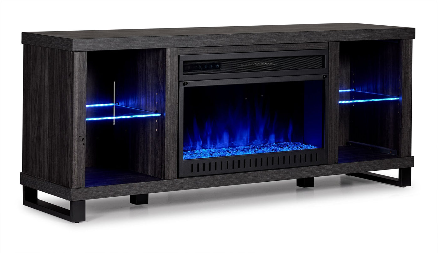 Neelam 60" Fireplace Console - Charcoal Grey