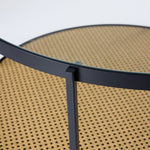 Neely End Table - Black and Woven Rattan