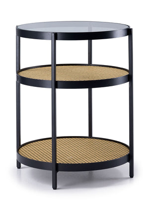 Neely 20" Table de bout - noir et rotin tressé