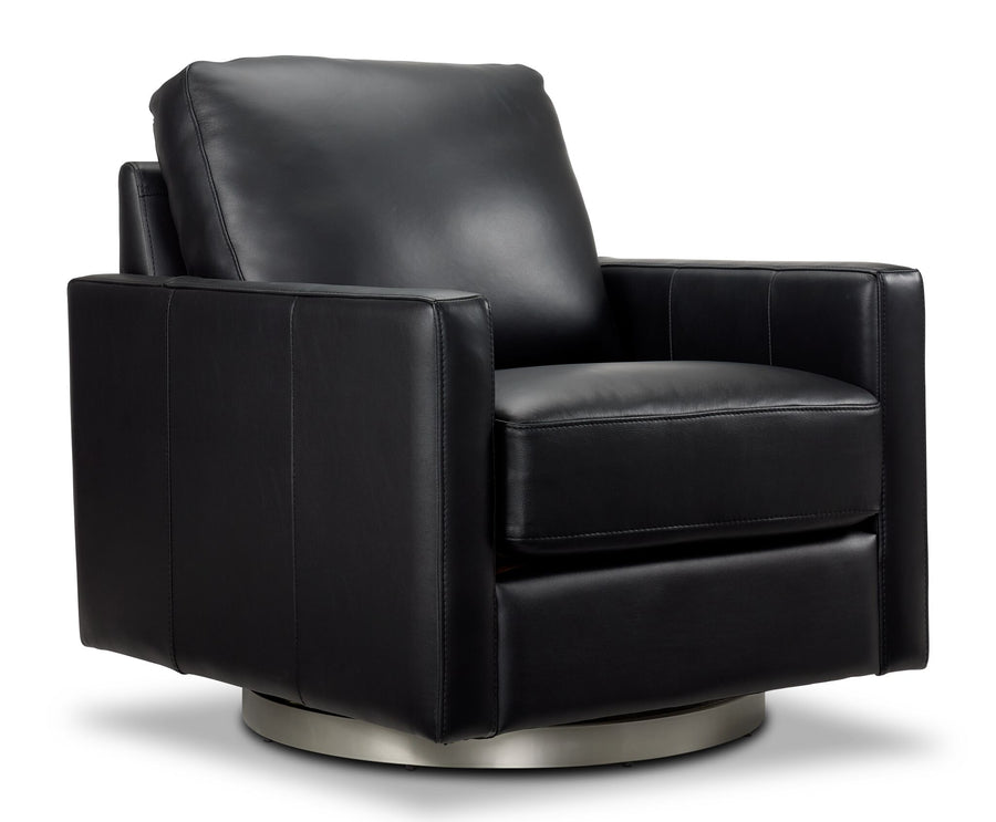 Nevada Leather Swivel Chair - Black