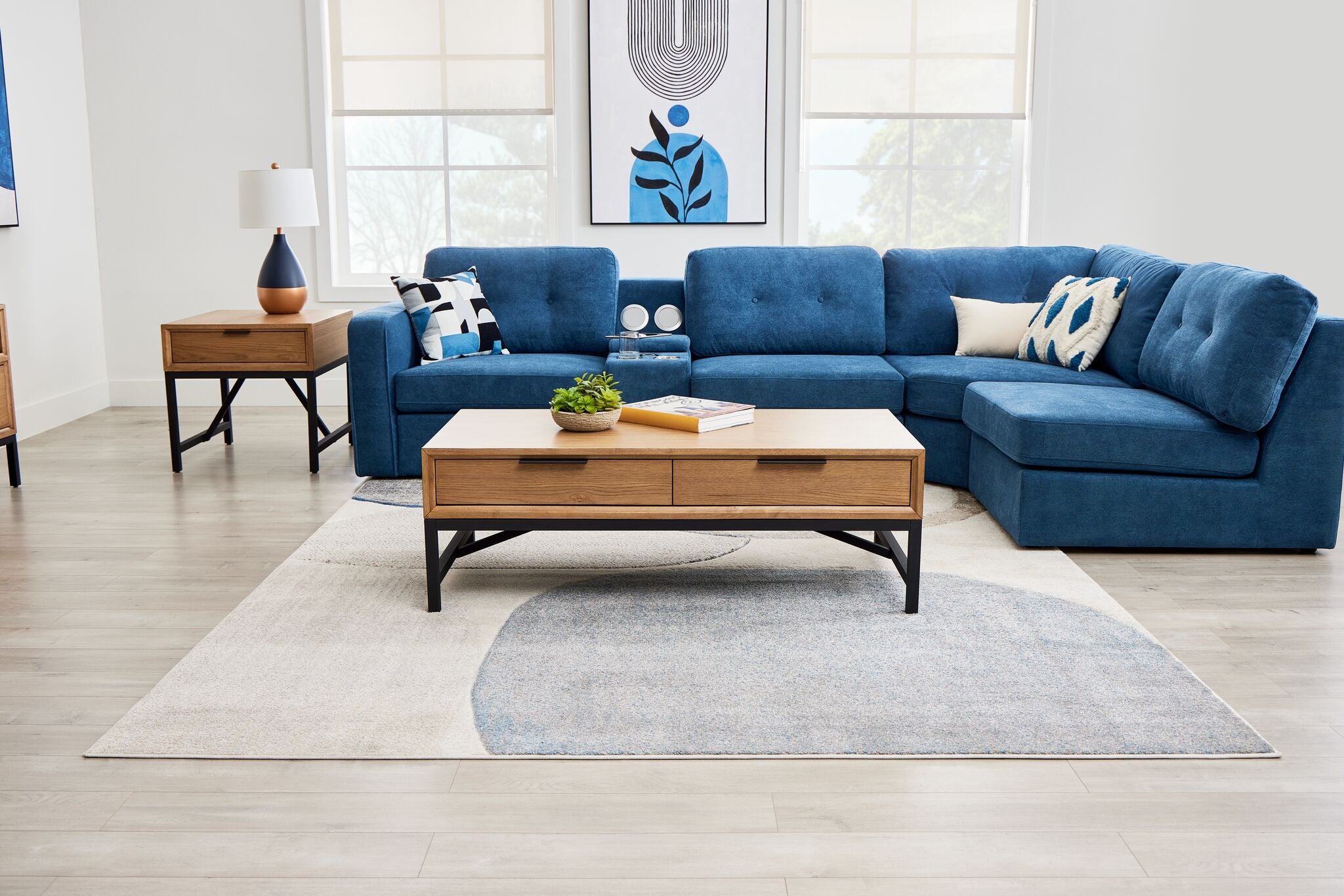 Feeling Connected - Newport 52" Coffee Table - Oak and Black