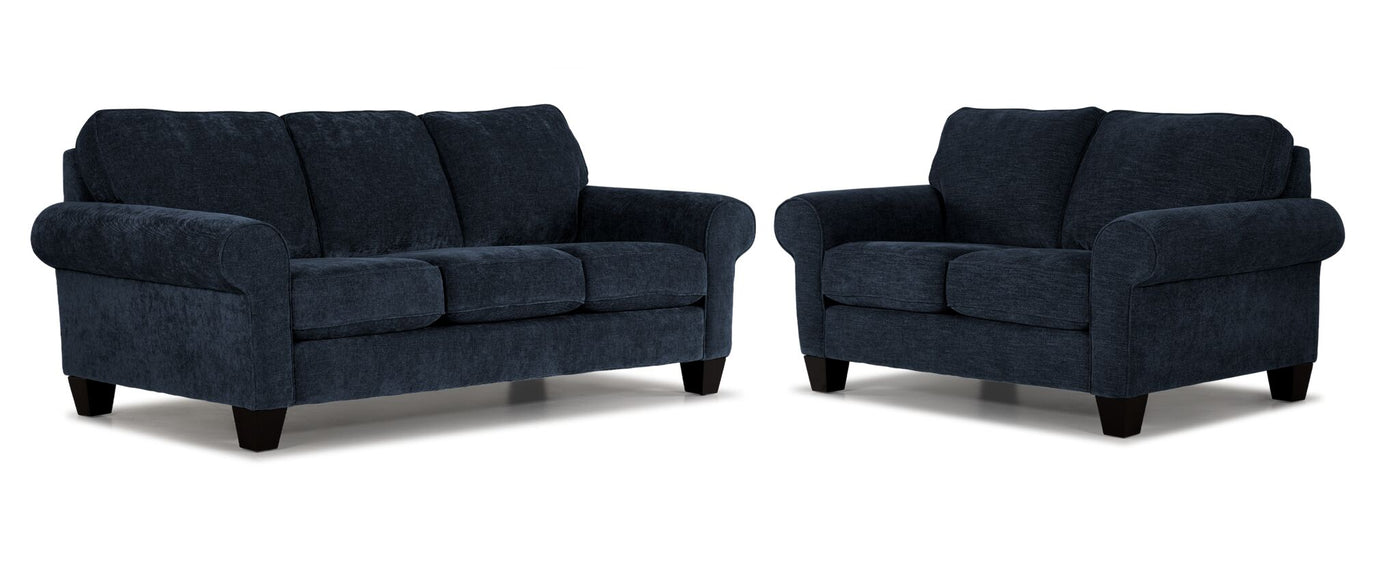 Noche Sofa and Loveseat Set - Navy