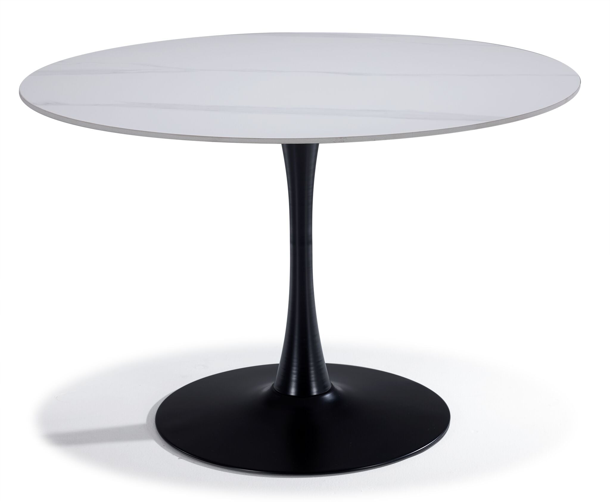 Nyla Sintered Stone Round Dining Table- White, Black