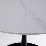 Nyla Sintered Stone Round Dining Table- White, Black