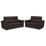 Orlando-Ray Leather Sofa and Loveseat Set - Chocolate