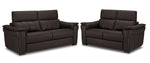 Orlando-Ray Leather Sofa and Loveseat Set - Chocolate