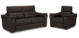 Orlando-Ray Ens. Sofa et fauteuil en cuir – chocolat